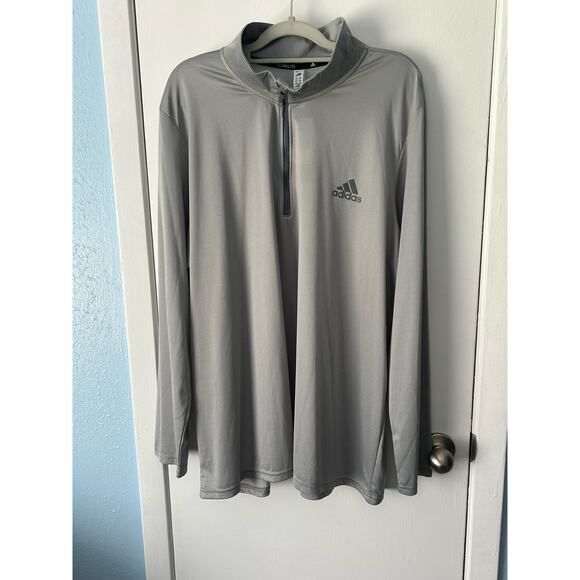 Adidas Quarter Zip Pullover 2XL Gray Climalite Athletic Workout Coach NWT - Picture 1 of 7